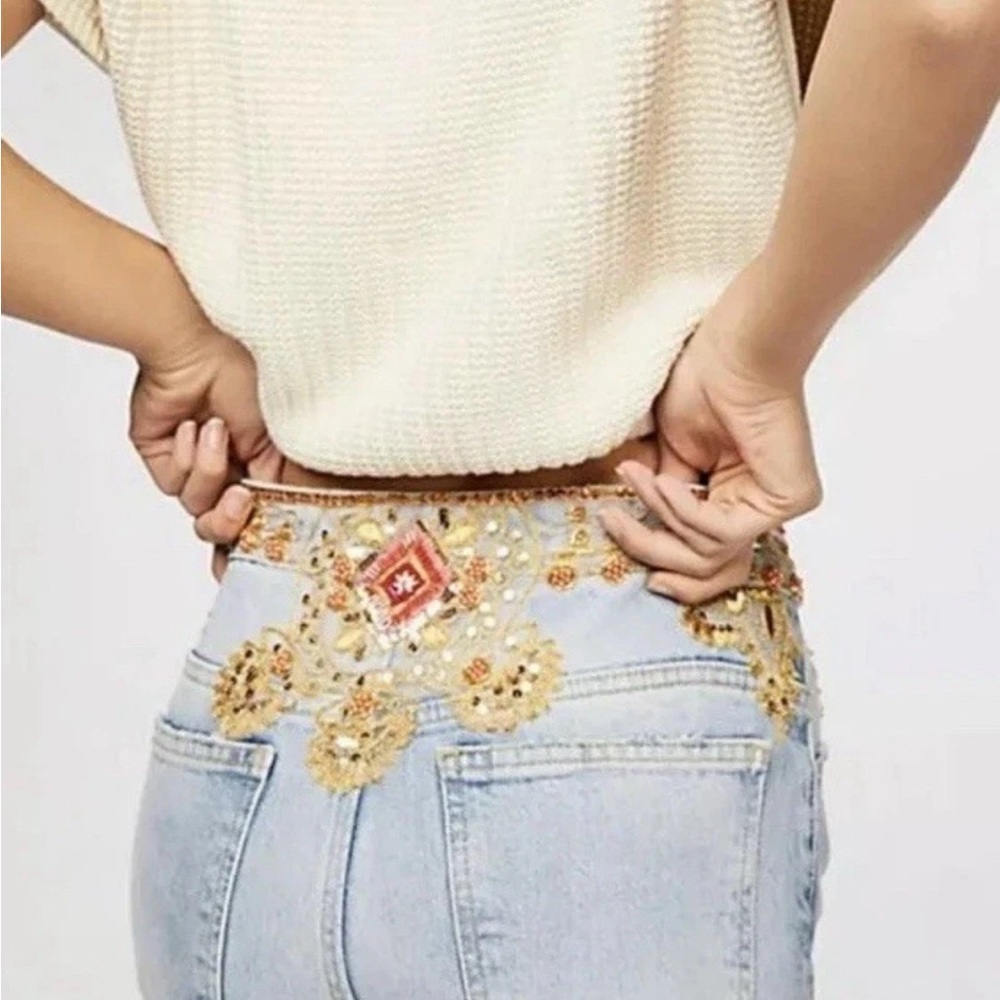 We The Free Denim with Gold Stitching